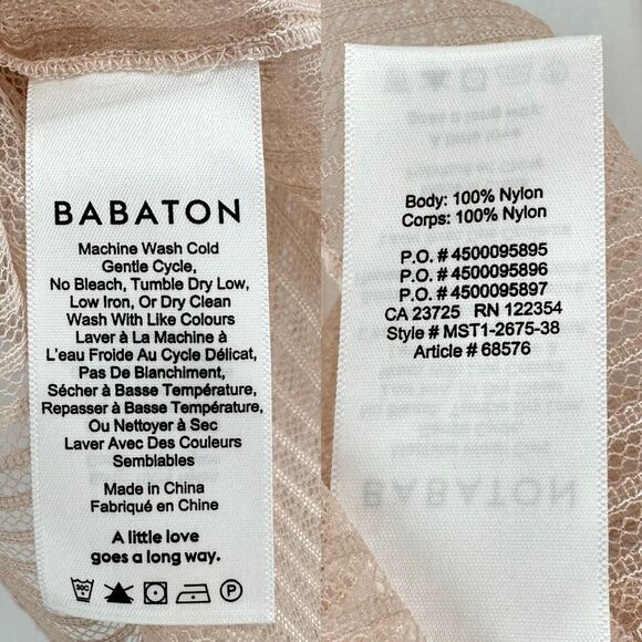 NWT Aritzia Babaton Humbert Blouse Womens XS‎ Sheer Lace Mesh Pink Coquette Boho - Picture 11 of 12